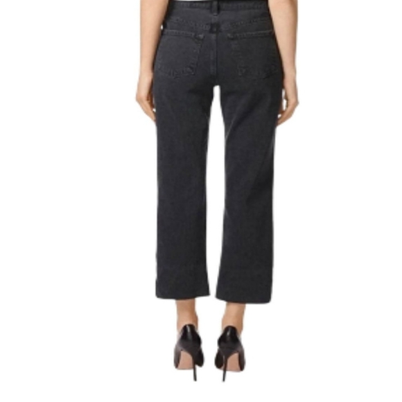 J Brand Wynne Jeans Black Overthrow High Rise Button Fly Cropped Cutout Hems 26 - Picture 9 of 14